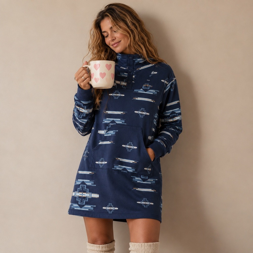 Pendleton Southwestern Blanket Print Pullover Lounge Dress Sz L